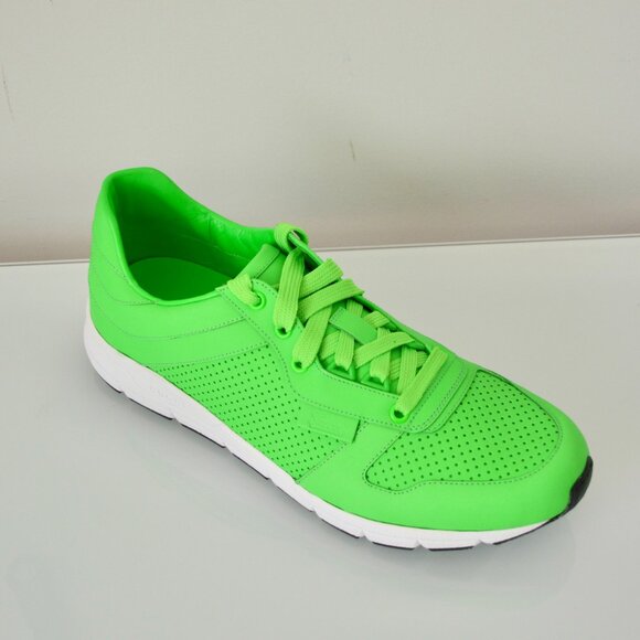 NIB GUCCI LEATHER NEON GREEN TENNIS MENS LOW TOP SNEAKERS - Picture 8 of 11